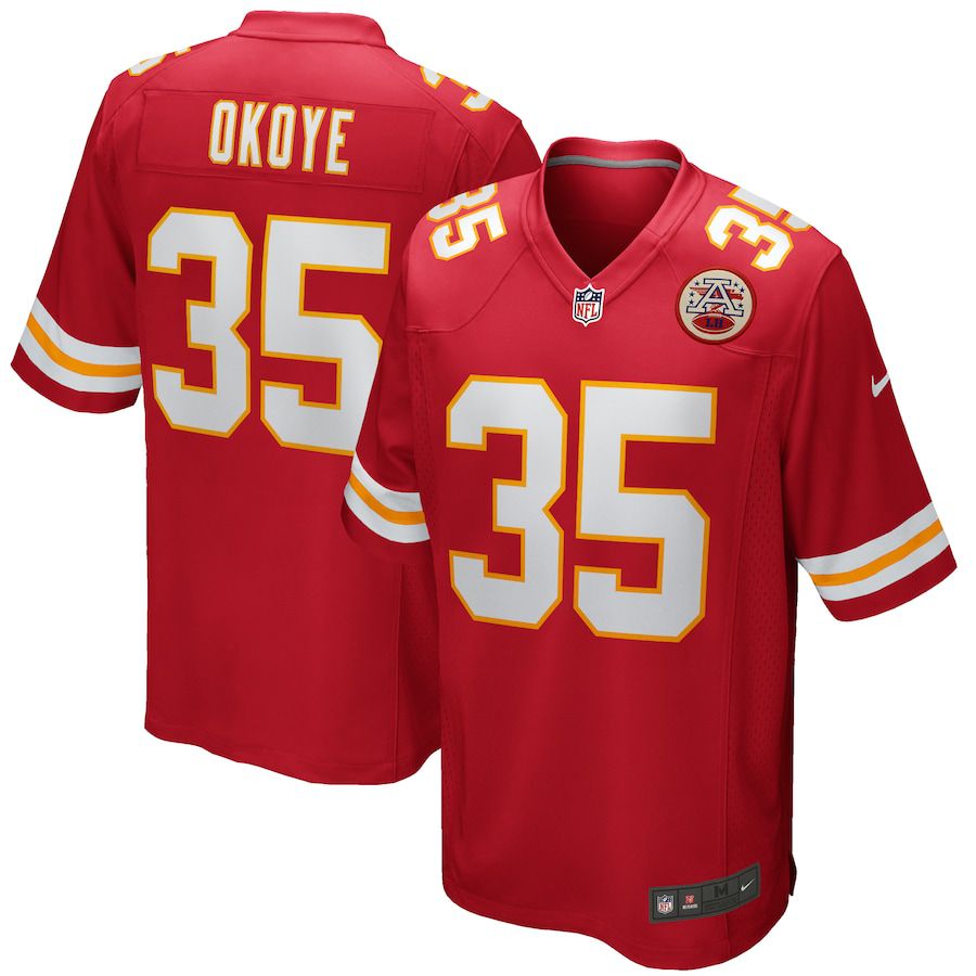 Men Kansas City Chiefs 35 Christian Okoye Nike Red Game Retired Player NFL Jersey